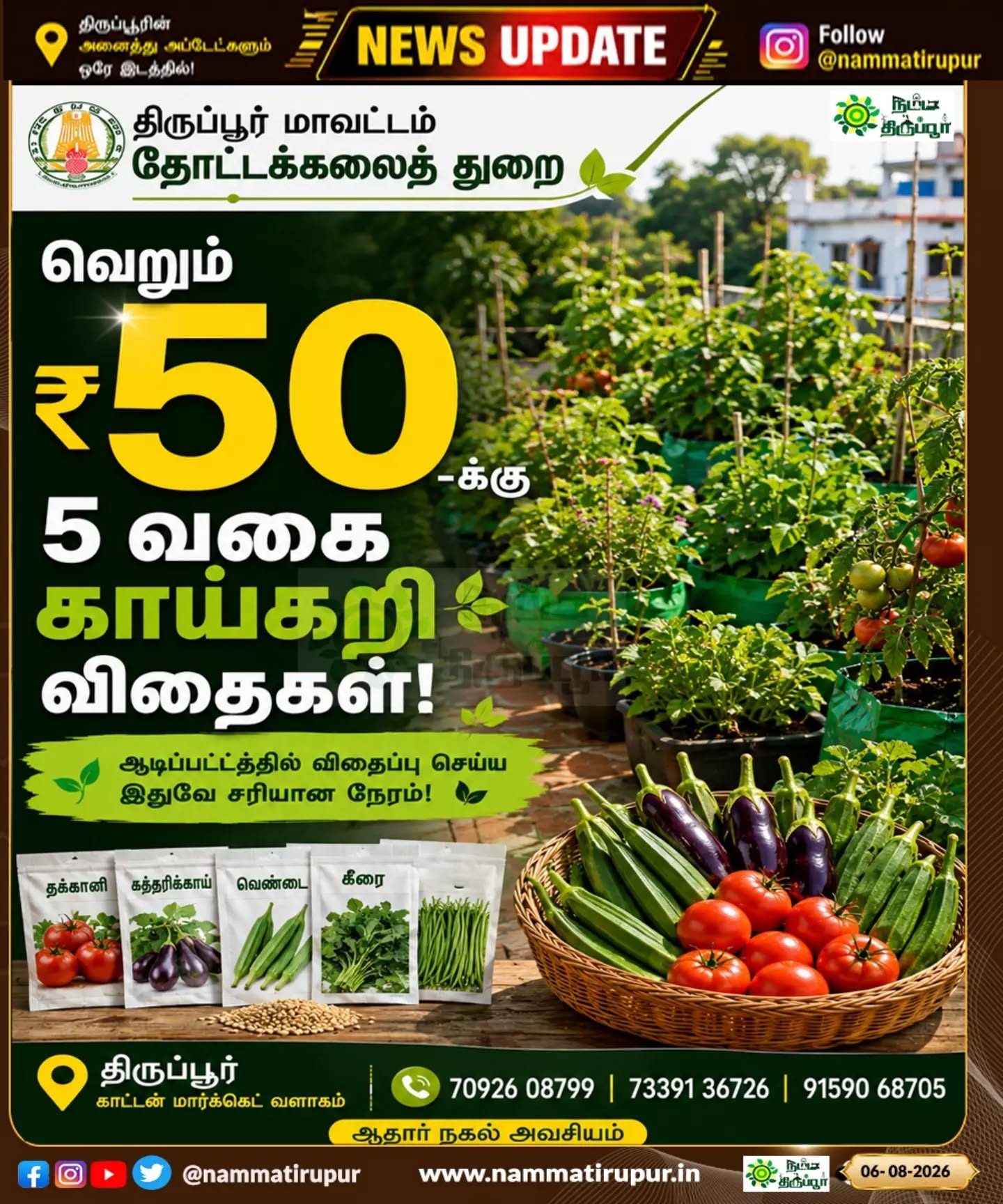 🌱 வெறும் ₹50-க்கு 5 வகை காய்கறி விதைகள்!